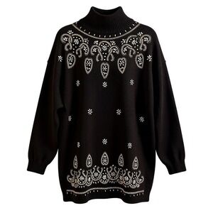 Victoria Jones Black Embellished Designer Statement Vintage Sweater Womens M